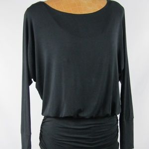 Boston Proper Black Dolman Ruched Top XS Stretch